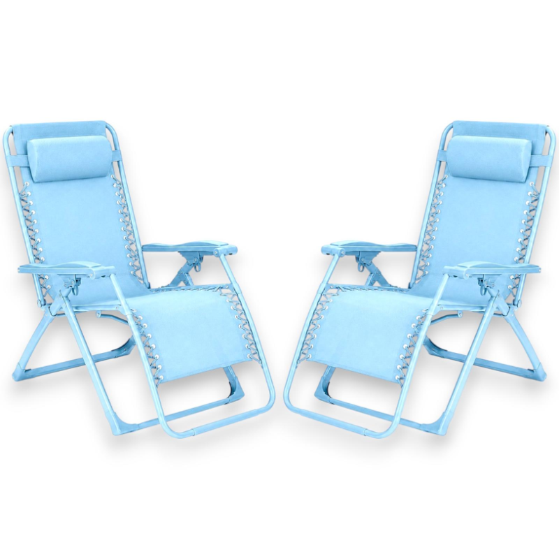 Set 2 Sedie Sdraio Pieghevole Con Cuscino  - Cordonata - 65x90x110 Cm 