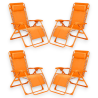 Set 4 Sedie Sdraio Pieghevole Con Cuscino  - Cordonata - 65x90x110 Cm 