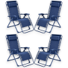 Set 4 Sedie Sdraio Pieghevole Con Cuscino  - Cordonata - 65x90x110 Cm 