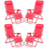 Set 4 Sedie Sdraio Pieghevole Con Cuscino  - Cordonata - 65x90x110 Cm 