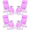 Set 4 Sedie Sdraio Pieghevole Con Cuscino  - Cordonata - 65x90x110 Cm 