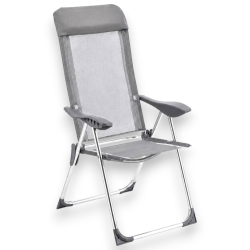Sedia Spiaggina Alta Pieghevole in Alluminio - 58x38x110 Cm - Grigio