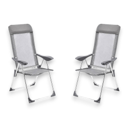 Set 2 Sedie Spiaggina Alta Pieghevole in Alluminio - 58x38x110 Cm - Gr