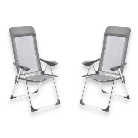 Set 2 Sedie Spiaggina Alta Pieghevole in Alluminio - 58x38x110 Cm - Gr