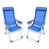 Set 2 Sedie Spiaggina Alta Pieghevole in Alluminio - 58x38x110 Cm - Bl
