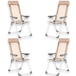 Set 4 Sedie Spiaggina Alta Pieghevole in Alluminio - 58x38x110 Cm - To