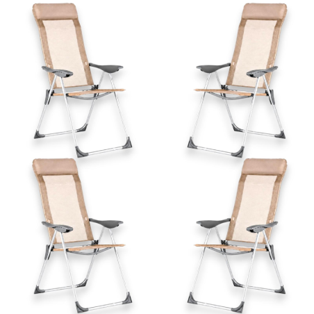 Set 4 Sedie Spiaggina Alta Pieghevole in Alluminio - 58x38x110 Cm - To