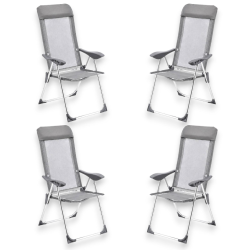Set 4 Sedie Spiaggina Alta Pieghevole in Alluminio - 58x38x110 Cm - Gr