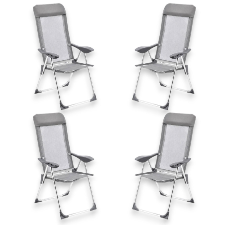 Set 4 Sedie Spiaggina Alta Pieghevole in Alluminio - 58x38x110 Cm - Gr