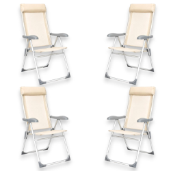 Set 4 Sedie Spiaggina Alta Pieghevole in Alluminio - 58x38x110 Cm - Pa