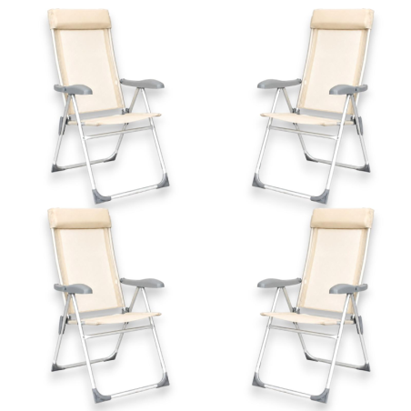 Set 4 Sedie Spiaggina Alta Pieghevole in Alluminio - 58x38x110 Cm - Pa