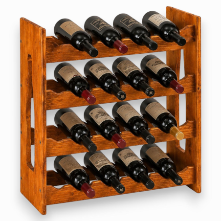 Cantinetta Vino in Legno - 4 Ripiani - 16 Bottiglie - 42x25x50 Cm