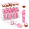 Set 12 Provette in Vetro con Tappo in Sughero e Tulle - 2,5x12,5 Cm - 