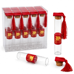 Set 12 Provette Vetro - Tocco Laurea - 2,5x12,5 Cm - Rosso
