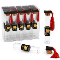 Set 12 Provette Vetro - Tocco Laurea - 2,5x12,5 Cm - Nero