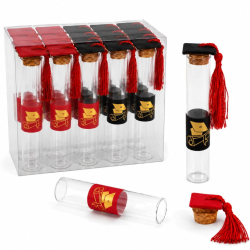 Set 12 Provette Vetro - Tocco Laurea - 2,5x12,5 Cm - Rosso & Nero