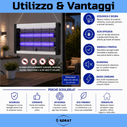 Lampada Led Zanzara Killer - 29,5x6x24 Cm -2x3 W