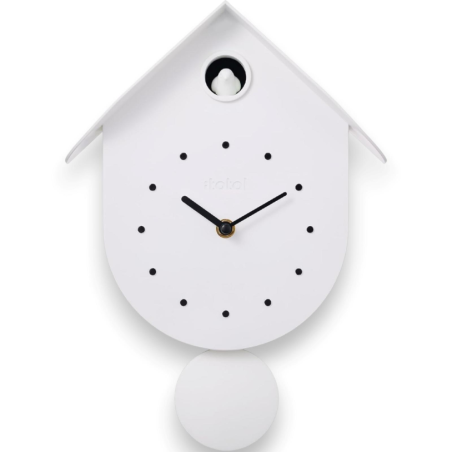 I Total - Orologio da Parete a Cucù - Uccellino Bianco - 24x32 cm