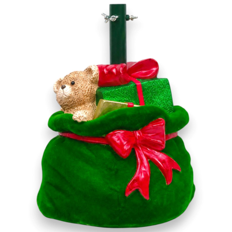 Base Albero Sacco Verde Floccato - Resina - 38x30x47 Cm