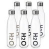 6 Bottiglie in Vetro H2O - Tappo in Acciaio Inox - 700 ML