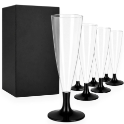 Bicchiere Flute in Plastica - 120 ML - Gambo Nero