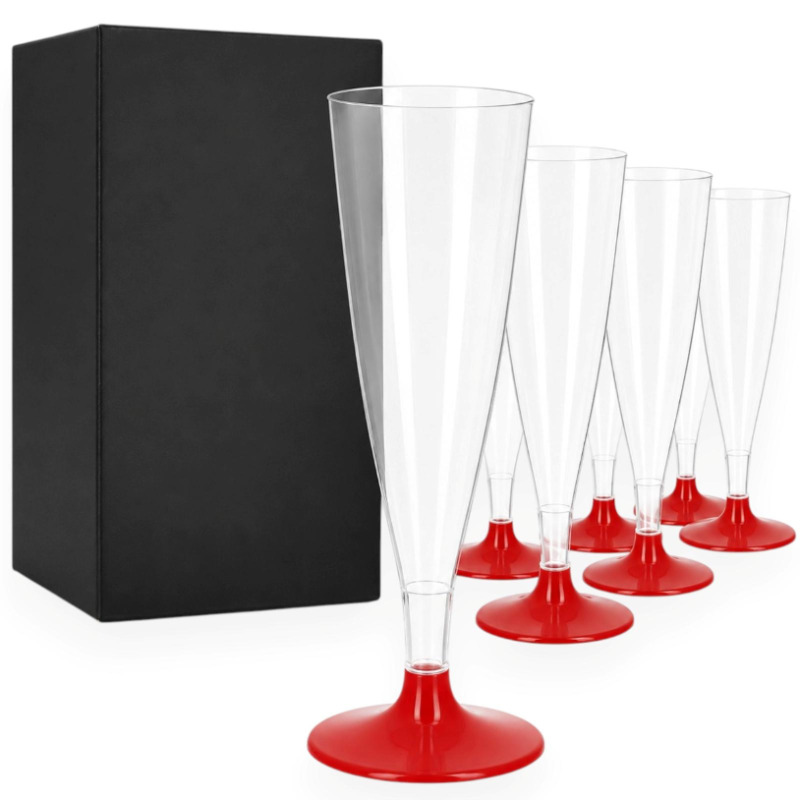 Bicchiere Flute in Plastica - 120 ML - Gambo Rosso