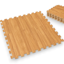 Set 4 Tappeto Puzzle in Gomma Eva - Effetto Legno - 62x62x1 Cm