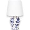 Lampada Azulia in Ceramica Bianca con Decori Blu - Alta - 17x17x31,5 c