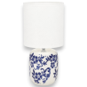 Lampada Azulia in Ceramica Bianca con Decori Blu - Bassa - 14x14x27 cm