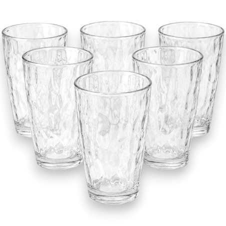 Set 6 Bicchieri in Vetro Martellato - Effetto Diamante - 470 ML