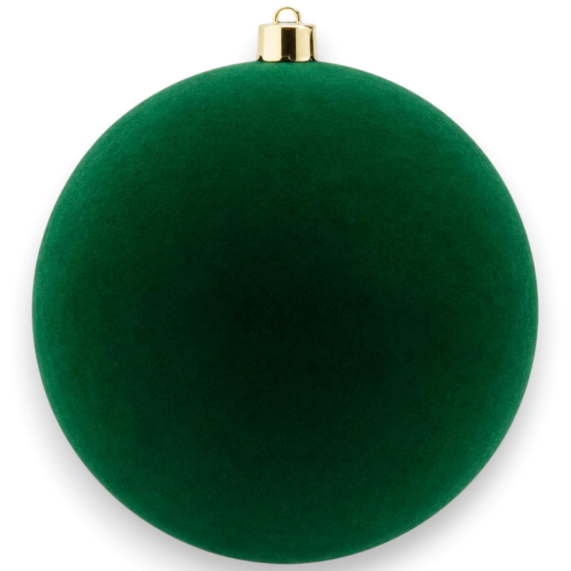 Palla Natale - FLOCCATA - Verde - 15 Cm