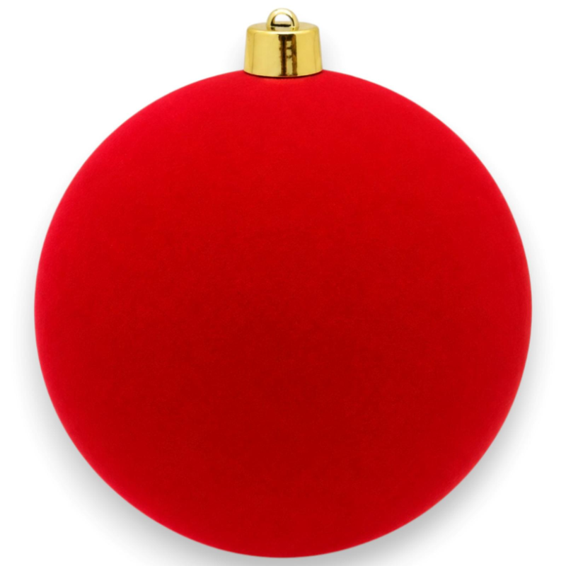 Palla Natale - FLOCCATA - Rosso - 25 Cm