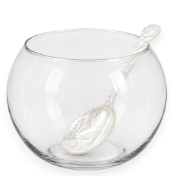 Vaso Portaconfetti in Vetro con Cucchiaio Perlato per Confettata e Cer