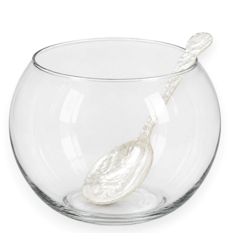 Vaso Portaconfetti in Vetro con Cucchiaio Perlato per Confettata e Cer