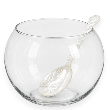 Vaso Portaconfetti in Vetro con Cucchiaio Perlato per Confettata e Cer