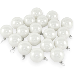 Set 20 Palline in Vetro Bianco Perlato Ø 8 cm Eleganti con Effetto Per