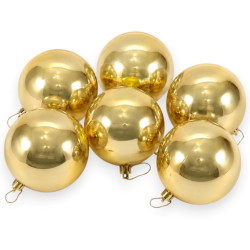 Set in Box di 6 Palline in Vetro - Oro Lucide - 10 cm