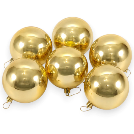 Set in Box di 6 Palline in Vetro - Oro Lucide - 10 cm