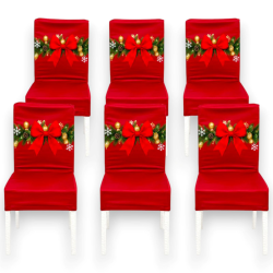 Set 6 Coprisedia in Tessuto Rosso con Fiocco - 35x40x50 Cm