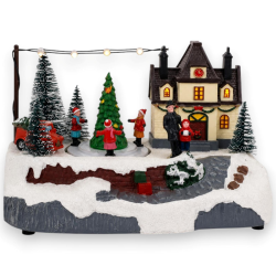 Giostrina Natalizia Villaggio con Albero - Luci e Suoni - 23x14,5x15 C