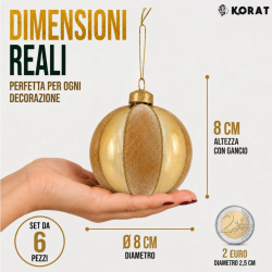Palline Di Natale In Vetro Oro Effetto Velluto Oro, Set Da 6 Addobbi P