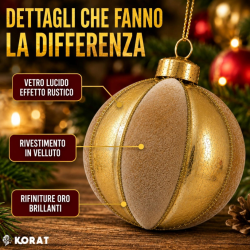 Palline Di Natale In Vetro Oro Effetto Velluto Oro, Set Da 6 Addobbi P