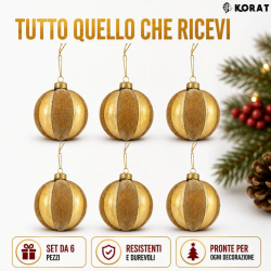 Palline Di Natale In Vetro Oro Effetto Velluto Oro, Set Da 6 Addobbi P