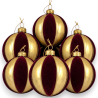Palline Di Natale In Vetro Oro Effetto Velluto Bodeaux, Set Da 6 Addob