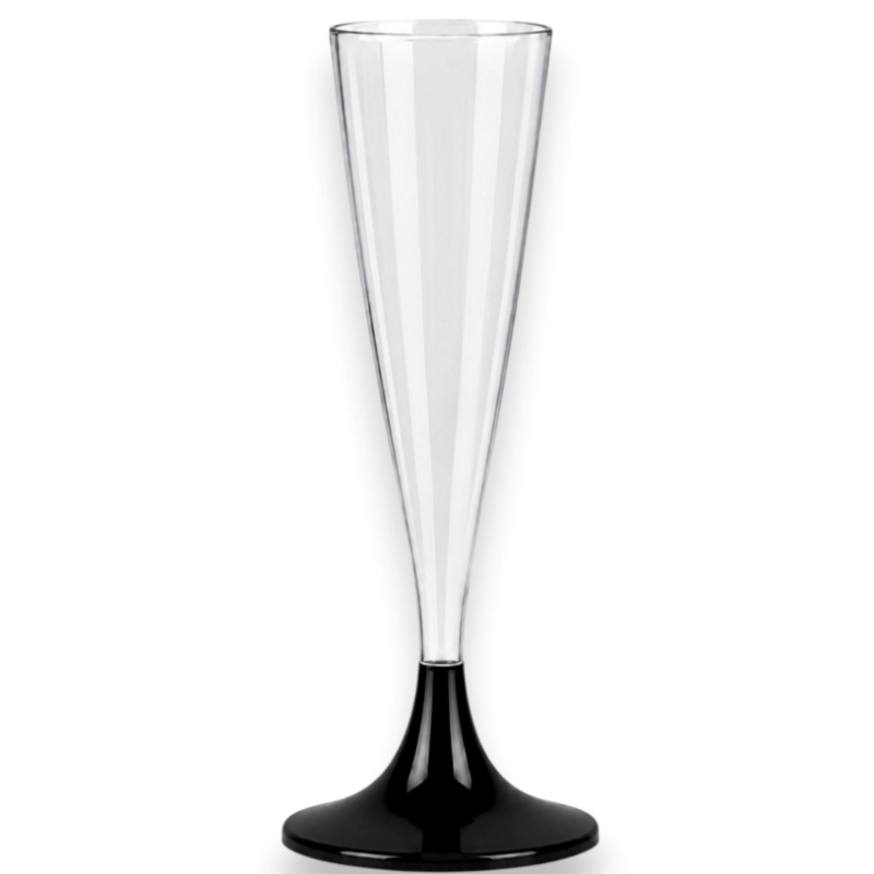 Flûte in Plastica Riutilizzabili 120 ml Nero – Set da 60 Bicchieri Ele
