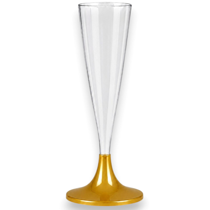 Flûte in Plastica Riutilizzabili 120 ml Oro – Set da 60 Bicchieri Eleg