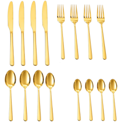 Set 16 Posate in Acciaio Inox - Oro