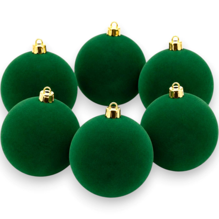 Box 6 Palline 10 Cm Floccato - Verde