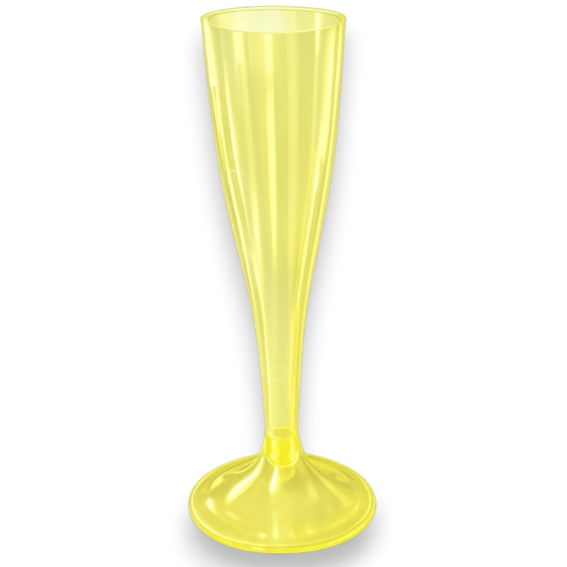 Flûte Plastica Champagne 60 Pezzi Gialli, Bicchieri Prosecco Riutilizz