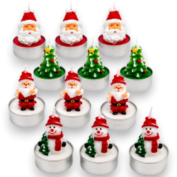 Set 12 Candele Tealight Assortite Natalizie - 4x5,5 Cm
